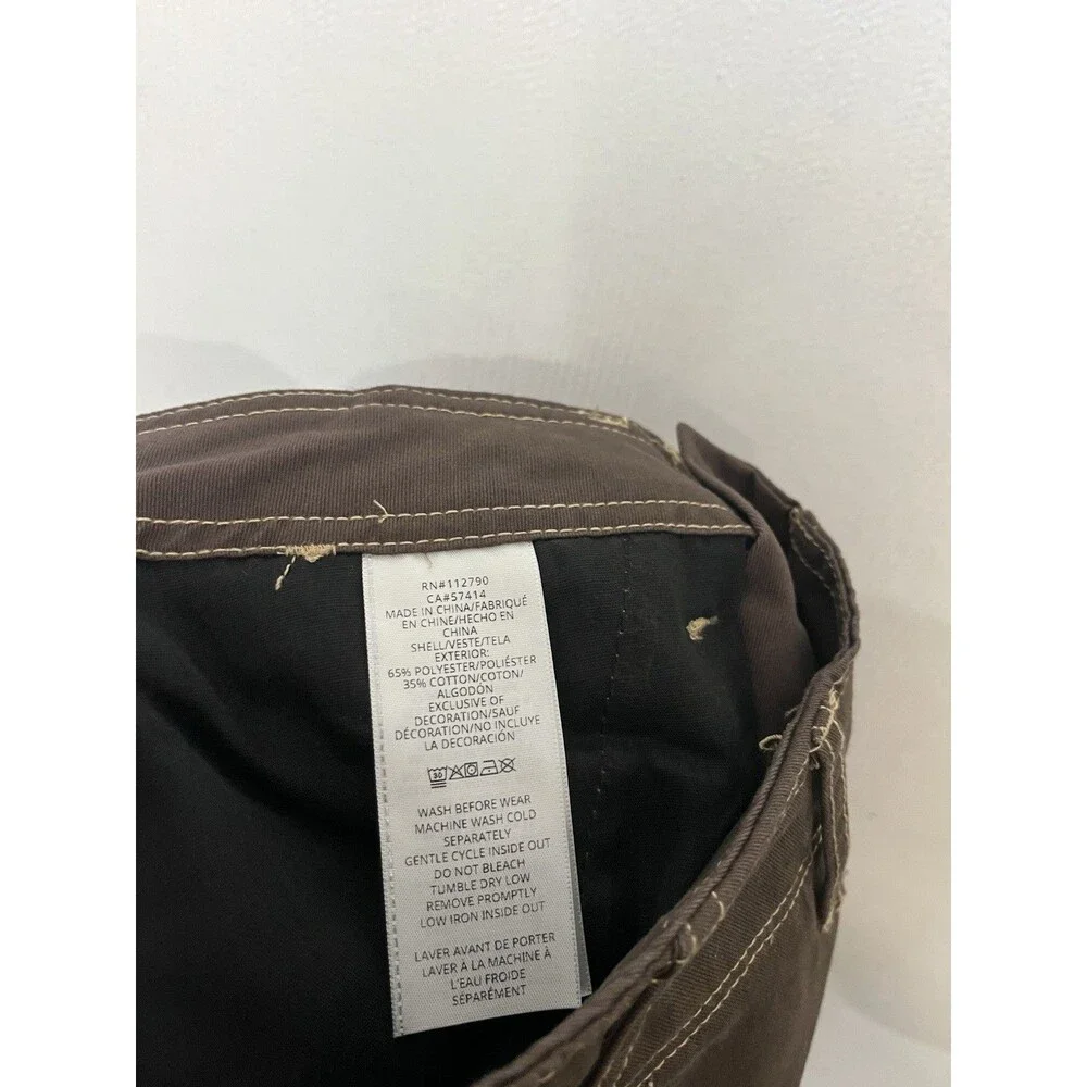 True Religion mens   Brown Canvas Cargo Pants Straight Leg Button Zip Pockets